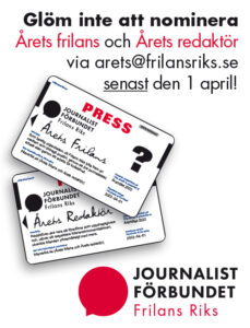 Årets frilans - annons i Journalisten. 