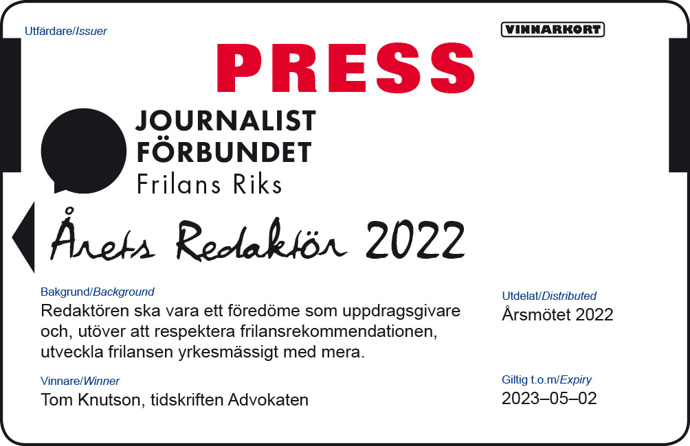 presskort årets redaktör 2022